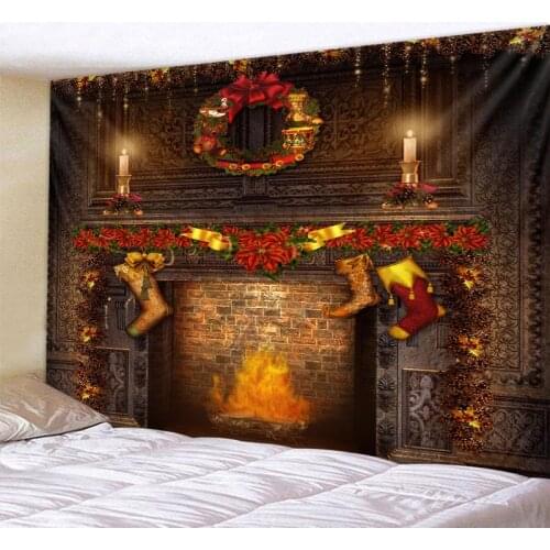 Christmas tree Christmas fireplace tapestry Christmas decoration wall hanging room bedroom dormitory home decoration 8 sizes