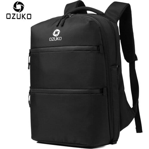 OZUKO Anti Theft Men Backpack College Student Schoolbag for Teenager USB Waterproof Male Travel Bag 15.6 inch Laptop Backpacks