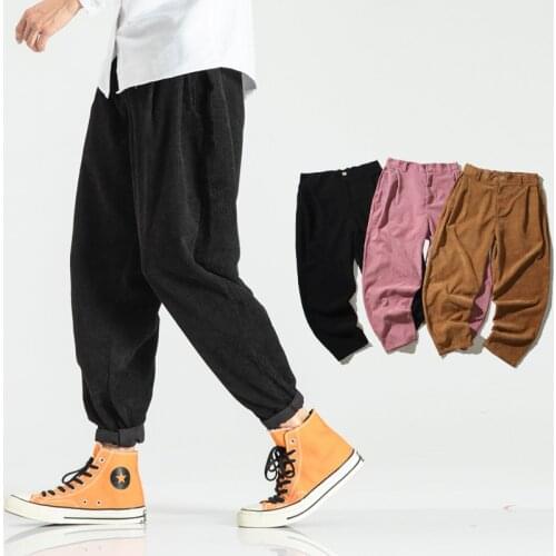 Streetwear Men Corduroy Harem Pants Fashion Harajuku Style Pants Mens Solid Jogger Sweatpants Male Loose Trousers Oversize 5XL