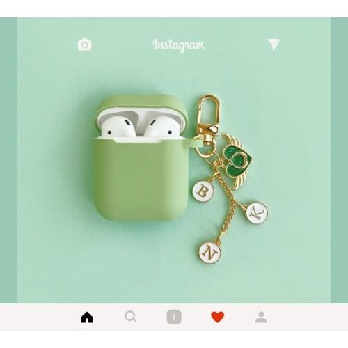 Cute Letter Protective Case for AirPods 2 Silicone Bluetooth Earphone Charger Box Cover Anti-lost Lanyard Gift For Apple Case