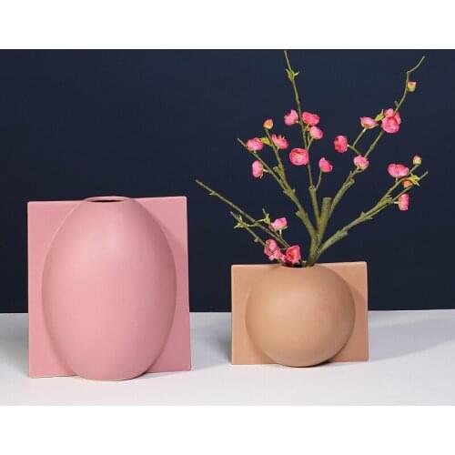 Nordic Morandi vase ins round ceramic living room dining table desktop decoration dried flower container home decoration