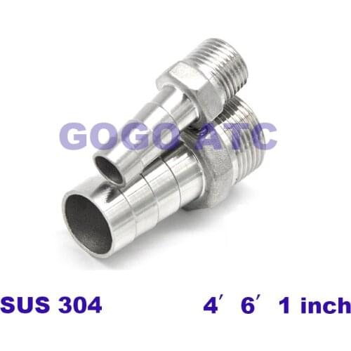 304 stainless steel hose connector hexagonal pagoda male thread hose connector leather tube plug 4'6'1 inch connector