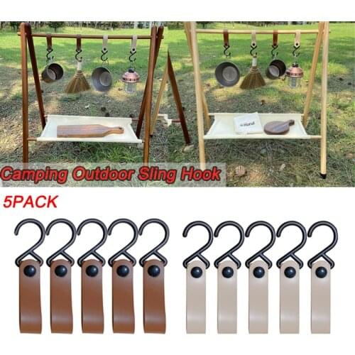 5Pcs Outdoor Camping Triangle Bracket Pot Hanging Hook Hiking Drying Rack Clothesline Storage Hanger