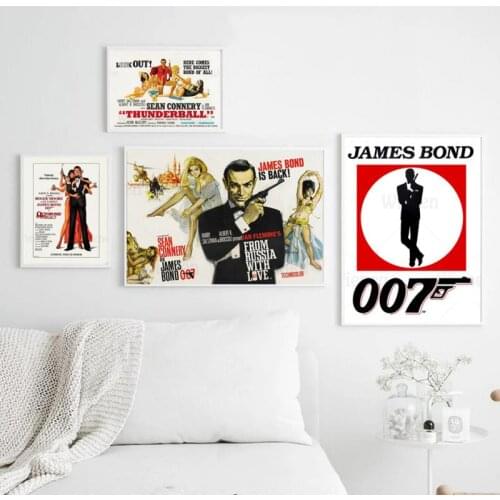 Vintage Classic Movie Poster James Bond 007 Wall Art Canvas Painting Print British Legend Agent Retro Pictures Home Decoration