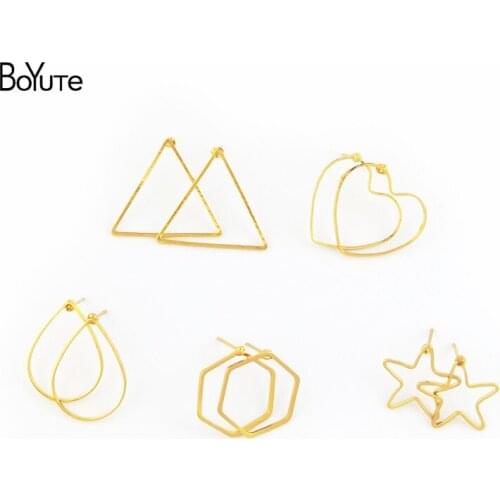 BoYuTe (25 Pairs/Lot) Classic Design Geometric Gold Plated Stud Earrings for Women