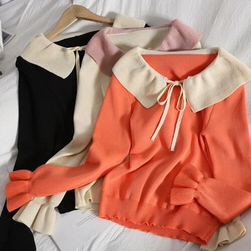 2021 Sweet Style Korean Clothes Ladies Tops Long Sleeve Pullovers Knitted Sweater Women Fashion Ins Ulzzang Moda Feminina New