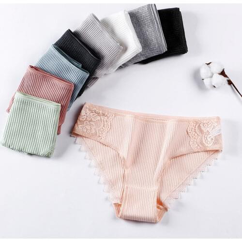 Womens Underpants Soft Cotton Panties Girls Solid Color Briefs Panty Mid-rise Breathable Sexy Lingerie Female Underwear M-XXL