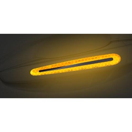 1Set Yellow Anti Scratch Reflective Car Door Handle Bowl Protective Sticker Strip Trims Universal