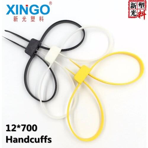 1Pcs/Lot 12mmx700mm 12x700 12*700 plastic police handcuffs Double Flex Cuff Disposable Handcuffs zip tie Nylon cable ties