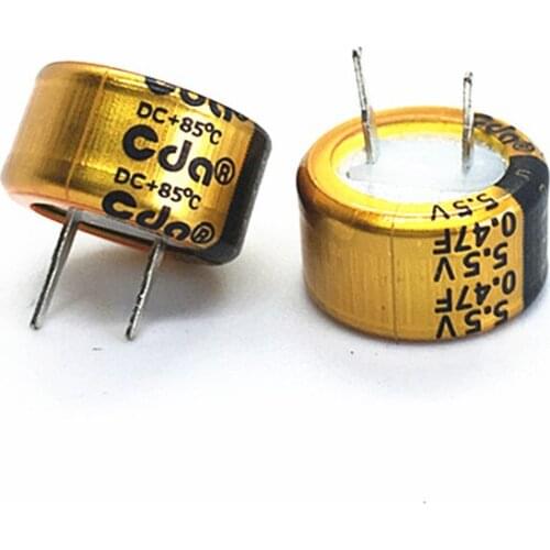 2pcs Original 5.5V0.47F energy storage memory type C button gold capacitor 5.5V474 high temperature resistance