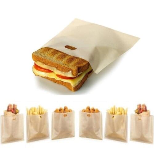 2pcs Toaster Bags Grilled Cheese Sandwiches Made Easy Reusable Non-stick Baked Toast Bread Bags Fiberglass Toast Microwave Set