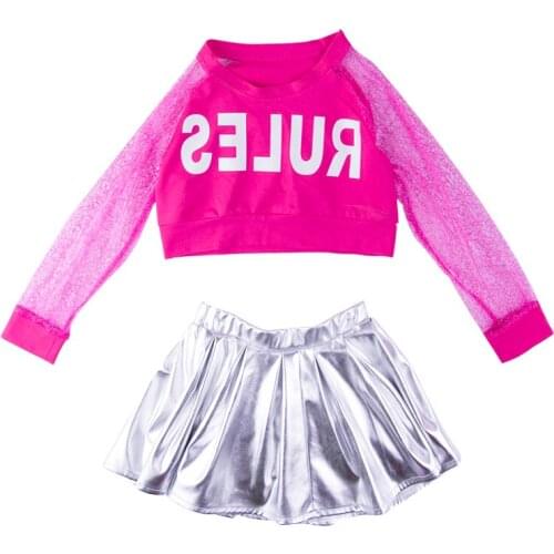 2020 Sexy Girls Jazz Dance Costumes Shining Street Dance Clothing For Girl Modern Dance Costumes Children Hip Hop Dance Costumes
