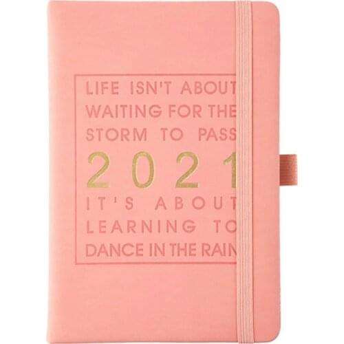 2021 English Internal Pages Personal Agenda Planner Schedule Notebook Planner Monthly Planner PU Leather Soft Cover