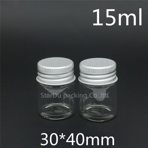 Free shipping 20pcs/lot diameter 30mm 15ml screw neck glass bottle for carft/storage candy,liquid cosmetic bottles