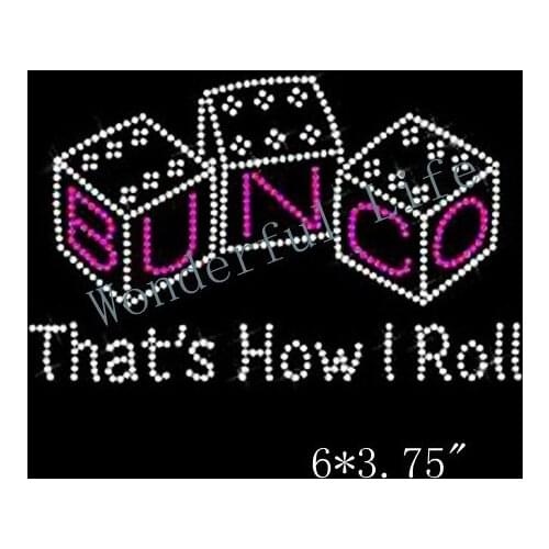 Free shipping bunco that is how i roll fuchasia with white rhinestone transfers motif design motif