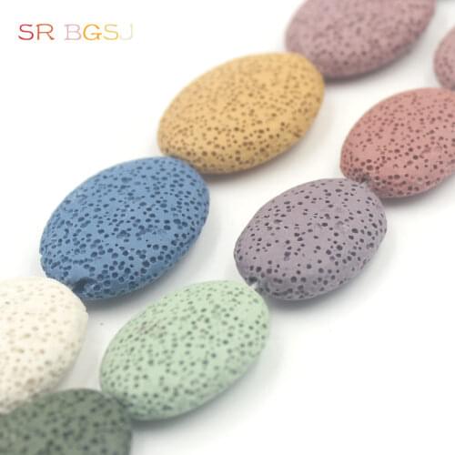 Free Shipping SR 24x32mm 20x25mm Jewelry Beading Semi Precious Bijoux Stone Jewelry Making Gemstone Oval Lava Beads Strands 15"