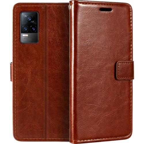 Case For Vivo V21E 4G Wallet Premium PU Leather Magnetic Flip Case Cover With Card Holder And Kickstand For Vivo Y73 2021