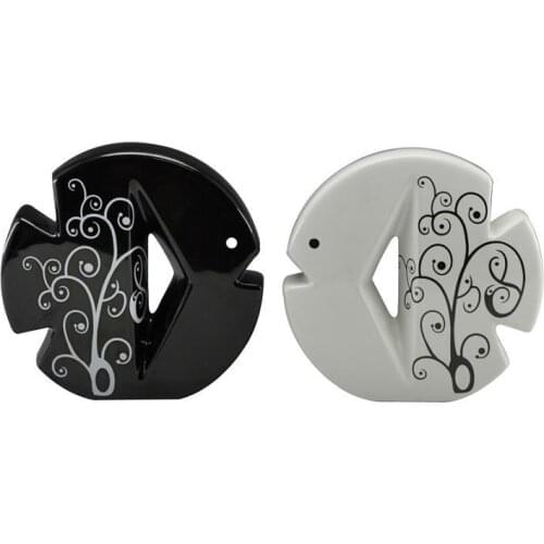 Black and white glazed ceramic fish for wedding decoration