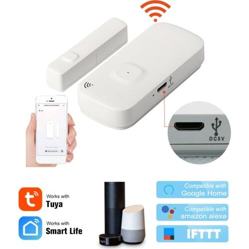 WIFI Door Sensor Door Window Security Alarm Sensor Magnetic Switch Wireless Detector Compatible with Alexa Google Home Tuya