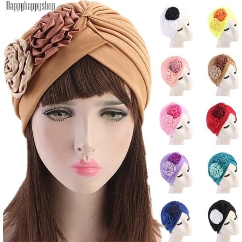 Elegant Applique Flower Beanies for Women Hair Care Hat Chemo Caps India Turban Muslim Bandanas Party Hijab Headwrap Headband