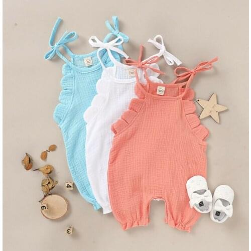 Focusnorm 0-18M Newborn Infant Baby Girl Clothes Romper Solid Cotton Jumpsuit Summer 1Pc Girl Boy Sumemr Outfit