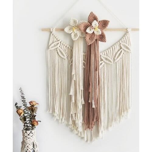 Petal hand tapestry woven cotton rope study living room background wall decoration weaving tapestry macrame