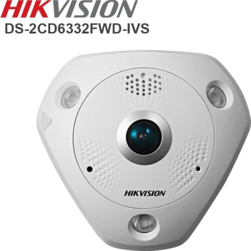 HIKVISION DS-2CD6332FWD-IVS Replace DS-2CD63C2F-IVS Waterproof 3MP Fisheye IP Camera Bulit-in Microphone Speaker H.264 PoE