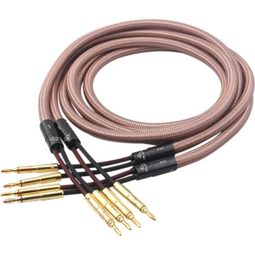 Pair 40th Anniversary Edition HiFi Audio Speaker Cable Pure Copper Speaker Wire Gold Plated Banana Plug