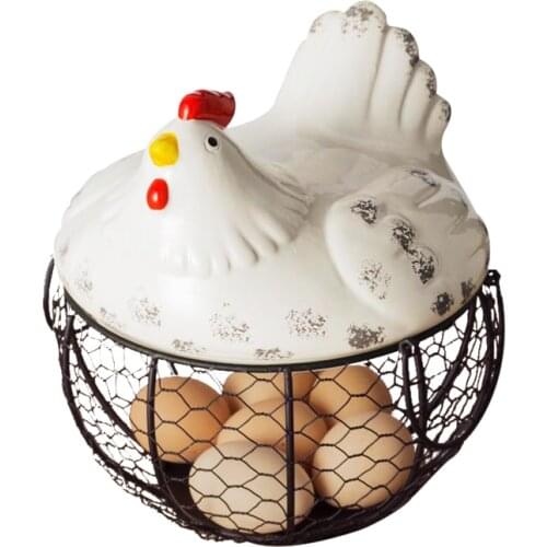 Ceramic iron egg fruit sundries storage basket sundries storage box kitchen ceramic chicken Egg storage box decoration SP529