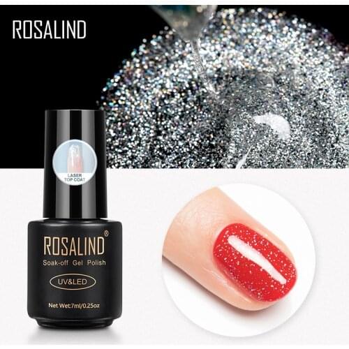 ROSALIND Laser Top Base For Nails Gel Polish Matt Coat Manicure Semi Permanent UV Hybrid Varnish Soak Off Primer Lacquer 7ML