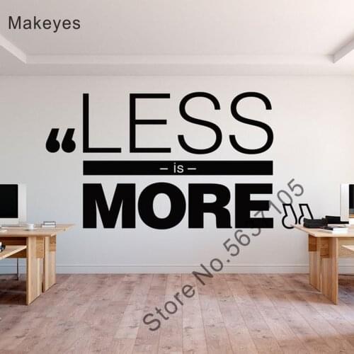 Makeyes Less is More Wall Sticker Home Deocration Vinyl Quote Wall Decals Office Encourage Words Wallpaper Quotes Mural Q003