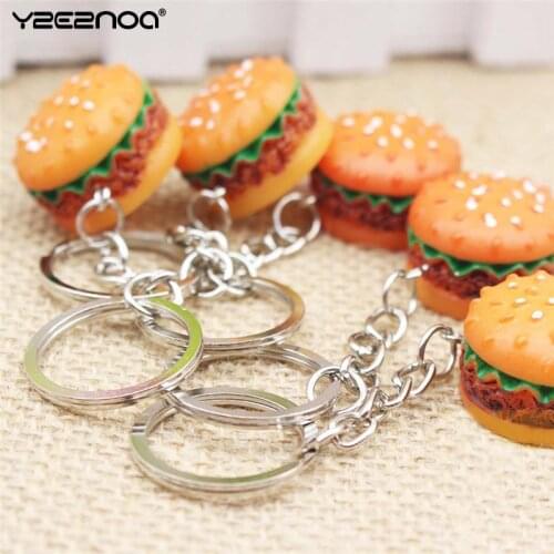 Cute Hamburger Keychain Christmas Birthday Gift Simulation Food Hamburger Pendant Key Ring Novelty Key Chain