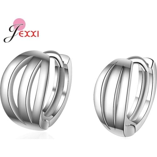 Fashion Mutil Layer 925 Sterling Silver New Statement Hoop Earrings Women Jewelry Geometric Temperament Jewely