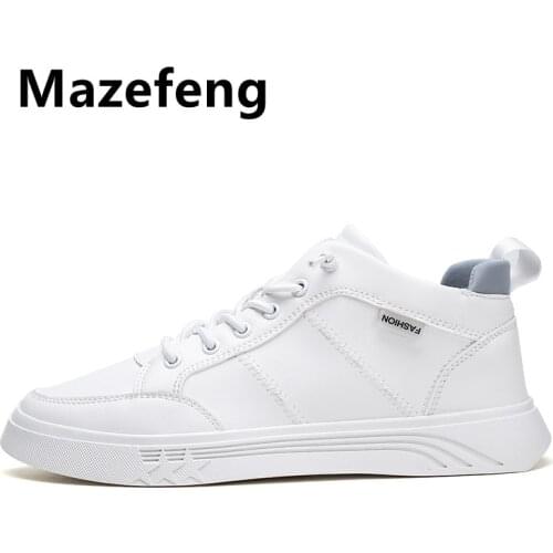 Mazefeng Brand Men Leather Shoes Male Comfortable Sport Running Sneaker White Casual Shoes Man Shoes Fashion Breathable Shoes 44