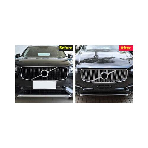 Matte Front Center Grill Grid Grille Cover Trim 2pcs For Volvo XC90 2015 - 2018