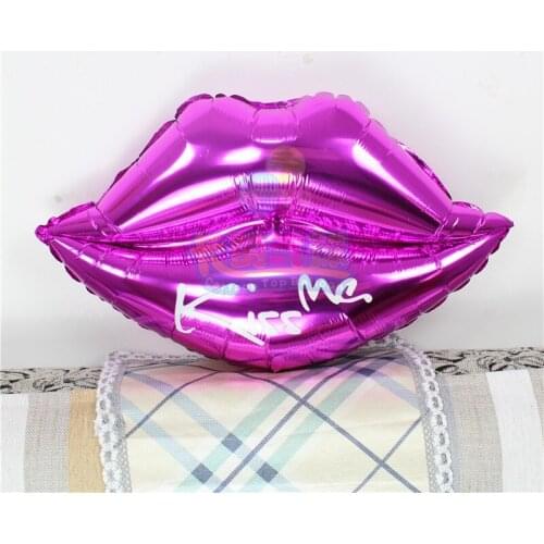 Wholesale 100pcs Sexy red lip shape balloon Kiss Me lips foil globo happy valentines day wedding party decoration ballonLLV37