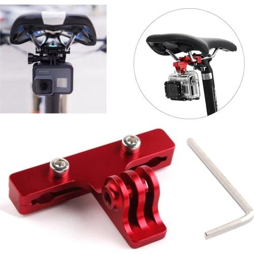 Montura de aluminio para bicicleta, asiento de bicicleta, soporte para trípode, adaptador de abrazadera para cámara Gopro Hero 7