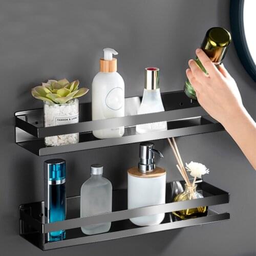 20-50cm Shelf for Bathroom Accessories Black Shower Storage Bathroom Corner Shelves Kitchen Wall Shelf Shampoo Storage Rack