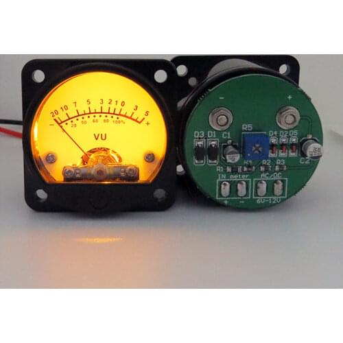 VU Meter With LED Backlight Front Rear Driver Board 45mm Pointer type VU Level Meter Direct Connect Amp Output 2PCS