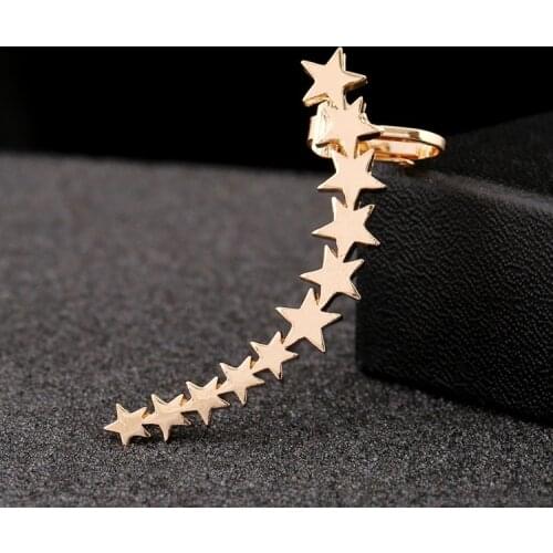 Romantic Women earrings Fashion 9 Stars Zinc Alloy Ear cuff Girl Gift Curved Shaped Jewelry Accessories Clip Earring