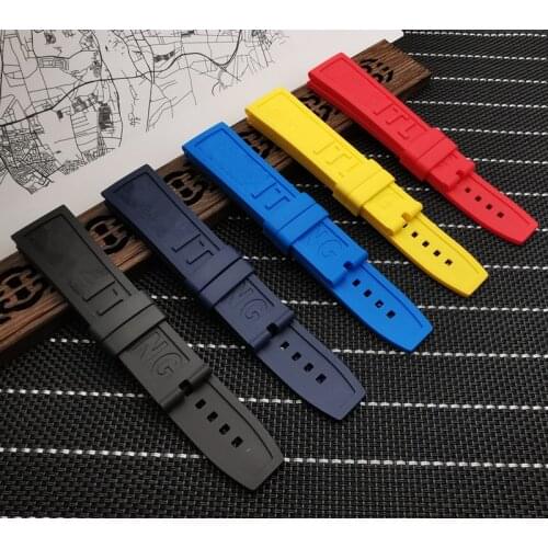 Silicone Rubber silicone Watch band 22mm 24mm Black Red Blue Yellow Watchband For navitimer/avenger/Breitling strap with logo