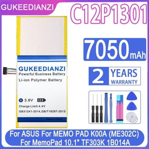 GUKEEDIANZI Replacement Battery C12P1301 7050mAh For ASUS For MEMO PAD K00A (ME302C) For MemoPad 10.1" TF303K 1B014A