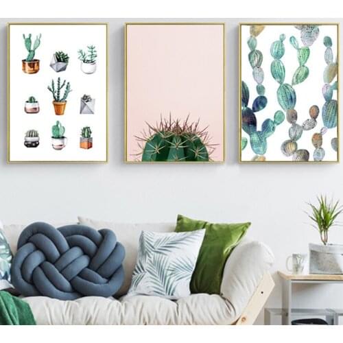 Modern Leaf Cactus Landscape Canvas Painting Nordic Minimalist Poster Print Wall Art Picture for Living Room Home Office Decor