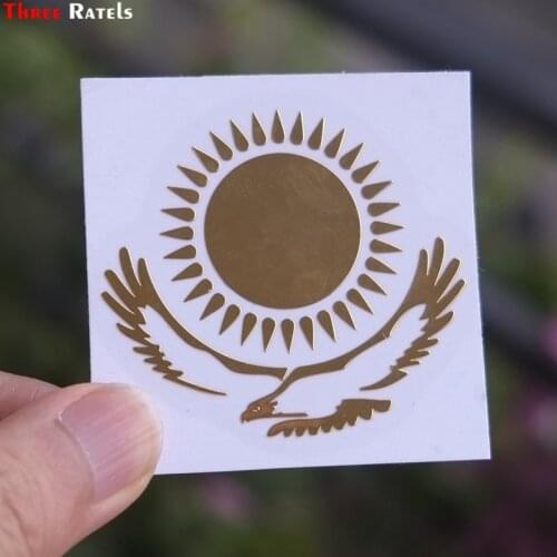 Three Ratels MT-030# 49*55mm 1-2 pieces the flag of Kazakhstan metal golden nickel car sticker auto car stickers