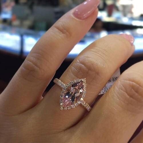 Vintage Rose Gold Color Marquise Zircon Crystal Engagement Rings for Women Wedding Jewelry