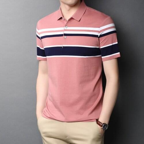 High Quality Summer Mens Contract Colors Striped Polo Shirt Male Fashion Striped Cotton Polo Short Sleeve Free Shipping