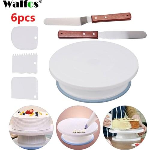 Walfos Plastic Cake Turntable Rotating Cake Plastic Dough Knife Decorating Cream Cakes Stand Rotary Table DIY Pan Baking Tool