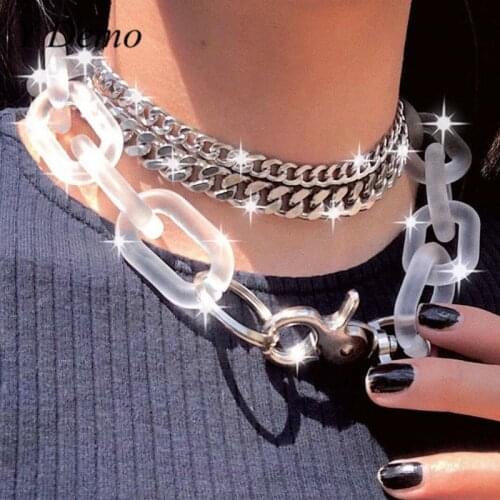 Y Demo Harajuku Plastic Chains Choker Women Punk Transparent Rock Techwear Necklace Female