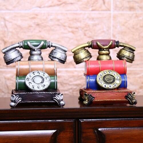 Zakka Creative Home Furnishing Resin Decoration Retro Telephone Model birthday gift Money Box Piggy Bank Coin 19*16*14 cm