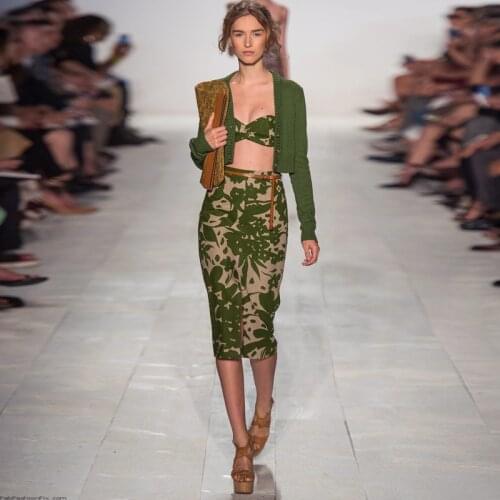 Fashion New High Quality Sexy Knitted Long Sleeve Top Printed Pencil Half Skirt Vintage Elegant Chic Party Casual WomenS Sets